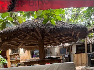 Bar en plein air sous un toit de chaume au Garden